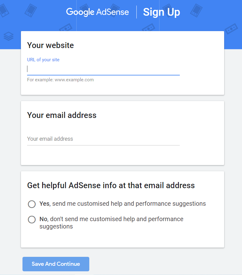 google adsense signup